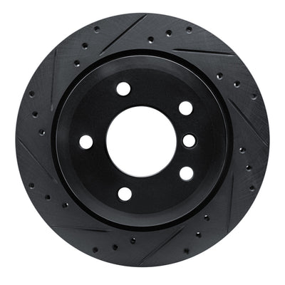 R1 09-16 BMW Z4 Rear Left Drilled & Slotted Black Brake Rotor