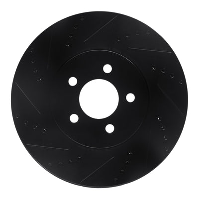 R1 94-04 Ford Mustang Front Left Drilled & Slotted Black Brake Rotor
