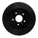 R1 03-08 Infiniti G35 Front & Rear Drilled & Slotted Black Brake Rotor Set