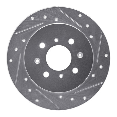 R1 01-05 Acura EL Rear Right Drilled & Slotted Silver Brake Rotor