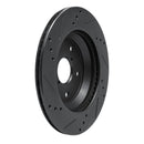 R1 -25 Subaru Crosstrek Rear Right Drilled & Slotted Black Brake Rotor