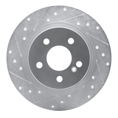 R1 08-15 Mercedes-Benz C300 Sedan Rear Left Drilled & Slotted Silver Brake Rotor