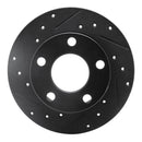 R1 92-05 Audi A6 Quattro Rear Left Drilled & Slotted Black Brake Rotor