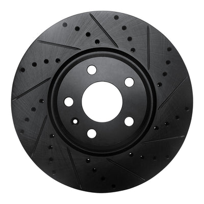 R1 2011-2017 Audi A4 (USA/Canada) Front Right Drilled & Slotted Black Brake Rotor