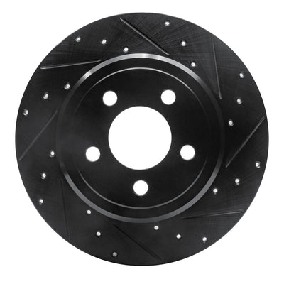 R1 05-23 Chrysler 300 Rear Right Drilled & Slotted Black Brake Rotor