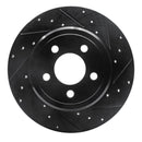 R1 05-23 Chrysler 300 Front & Rear Drilled & Slotted Black Brake Rotor Set