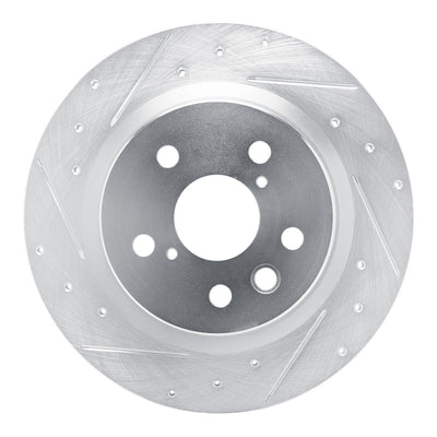 R1 2021-2025 Lexus IS300 Rear Left Drilled & Slotted Silver Brake Rotor