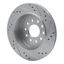 R1 03-11 Lincoln Town Car Rear Left Drilled & Slotted Silver Brake Rotor