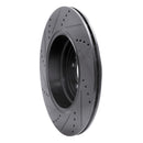 R1 10-12 Land Rover Range Rover Rear Right Drilled & Slotted Black Brake Rotor