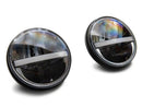 Raxiom 97-18 Jeep Wrangler TJ & JK Axial 7-In LED Headlights w/ DRL - Black Housing (Clear Lens)