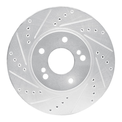 R1 97-01 Infiniti Q45 Front Left Drilled & Slotted Silver Brake Rotor