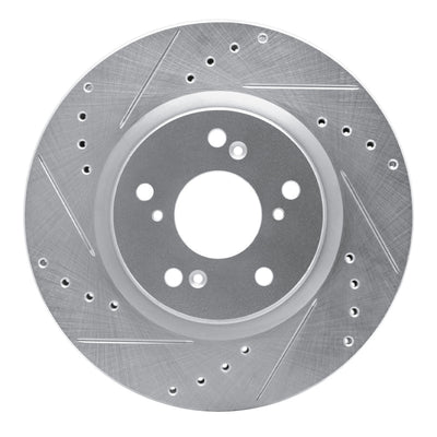 R1 12-16 Honda CR-V Front Left Drilled & Slotted Silver Brake Rotor
