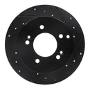 R1 07-12 Kia Rondo (Canada) Rear Right Drilled & Slotted Black Brake Rotor