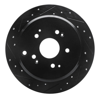 R1 02-04 Honda Odyssey Rear Left Drilled & Slotted Black Brake Rotor