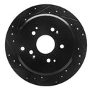 R1 02-04 Honda Odyssey Rear Left Drilled & Slotted Black Brake Rotor