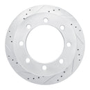 R1 20-25 Chevrolet Silverado 3500 HD Rear Left Drilled & Slotted Silver Brake Rotor
