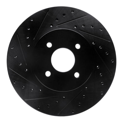 R1 02-04 Ford Focus Front Left Drilled & Slotted Black Brake Rotor