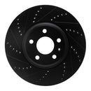 R1 08-12 Audi Q5 (Mexico) Front Left Drilled & Slotted Black Brake Rotor