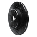 R1 06-23 Dodge Charger Rear Right Drilled & Slotted Black Brake Rotor