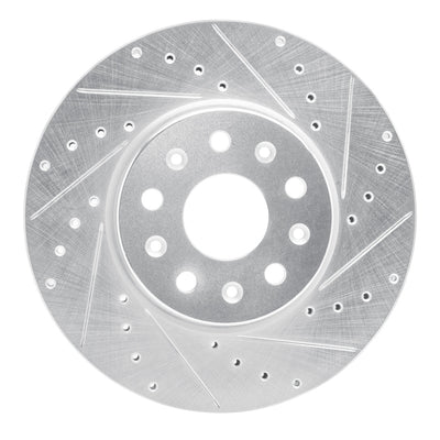 R1 16-25 Cadillac CT5 Front Right Drilled & Slotted Silver Brake Rotor