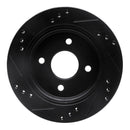 R1 95-04 Ford Contour Rear Right Drilled & Slotted Black Brake Rotor