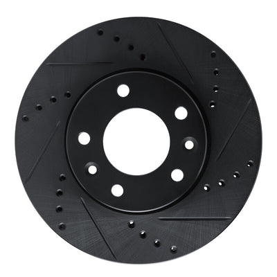 R1 03-05 Kia Sedona Front Right Drilled & Slotted Black Brake Rotor