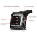 ANZO 15-20 GMC Yukon (Incl XL - Factory Halogen Models) Full LED Proj Headlights Black - Pass. Side