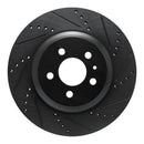 R1 17-25 Tesla Model 3 Rear Right Drilled & Slotted Black Brake Rotor