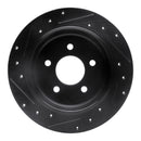 R1 96-02 Ford Crown Victoria Rear Right Drilled & Slotted Black Brake Rotor