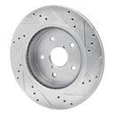 R1 2015-2025 Subaru Outback Rear Left Drilled & Slotted Silver Brake Rotor