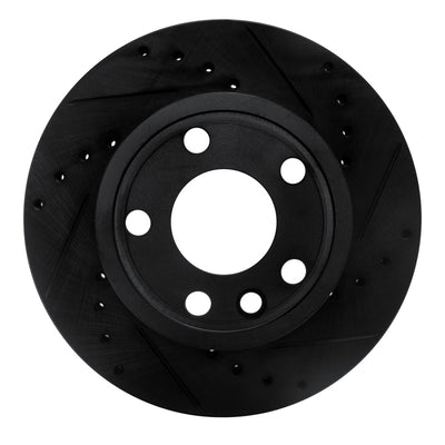 R1 92-95 Volkswagen EuroVan Front Right Drilled & Slotted Black Brake Rotor