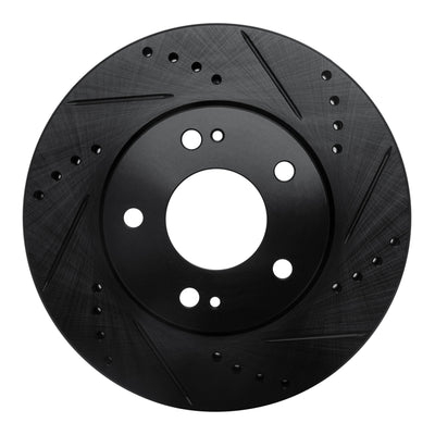R1 00-24 Chrysler SEBRING Front Right Drilled & Slotted Black Brake Rotor