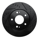 R1 00-24 Chrysler SEBRING Front Right Drilled & Slotted Black Brake Rotor