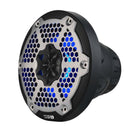 DS18 Hybrid Marine Speaker w/ Driver And RGB LEDs 6.5in 2-Way 250 Watts RMS 4 ohm Black w/ Covers
