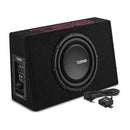 DS18 Single 10in Shallow Enclosure w/ Subwoofer 350 Watts RMS Sealed Black Carpet Amplified