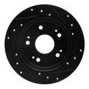 R1 97-15 Acura ILX Rear Left Drilled & Slotted Black Brake Rotor