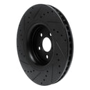R1 15-21 Ford Edge Front Right Drilled & Slotted Black Brake Rotor