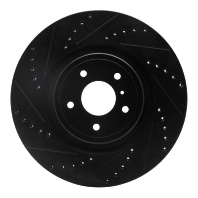 R1 08-25 Infiniti QX70 Front Left Drilled & Slotted Black Brake Rotor