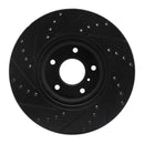 R1 03-23 Infiniti FX35 Front Right Drilled & Slotted Black Brake Rotor
