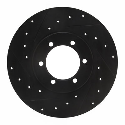 R1 78-82 Nissan 720 DATSUN Front Left Drilled & Slotted Black Brake Rotor