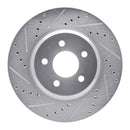 R1 05-14 Ford Mustang Front Left Drilled & Slotted Silver Brake Rotor