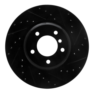 R1 06-13 BMW 135IS Front Right Drilled & Slotted Black Brake Rotor