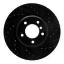 R1 06-13 BMW 328i Front Drilled & Slotted Black Brake Rotor Set