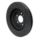 R1 11-14 Ford Mustang Front Left Drilled & Slotted Black Brake Rotor