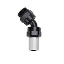 Russell Hose End Crimp On 10 Sae Port Male To -8 Hose 45 Deg Swivel Blk Anodized