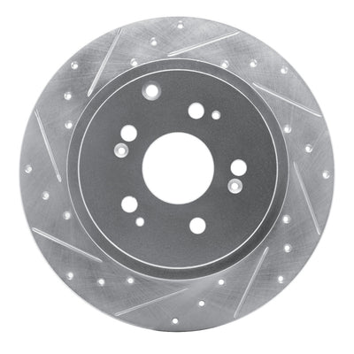 R1 06-14 Honda Ridgeline Rear Left Drilled & Slotted Silver Brake Rotor