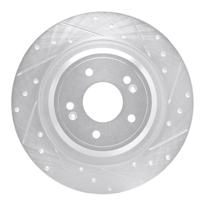 R1 22-25 Hyundai Ioniq 5 Rear Right Drilled & Slotted Silver Brake Rotor