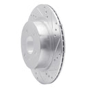 R1 09-20 Nissan 370Z Rear Right Drilled & Slotted Silver Brake Rotor