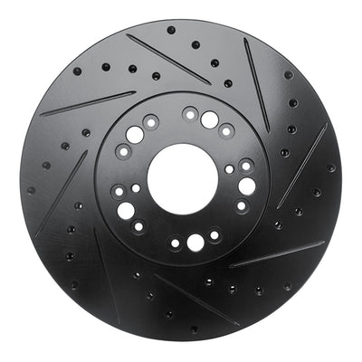 R1 92-10 Lexus LS400 Front Right Drilled & Slotted Black Brake Rotor