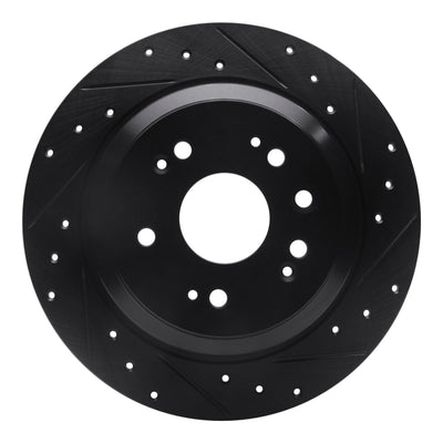 R1 10-15 Honda Accord Crosstour Rear Right Drilled & Slotted Black Brake Rotor